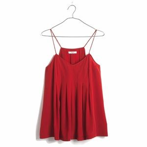 Madewell Silk Pleated Red Cami